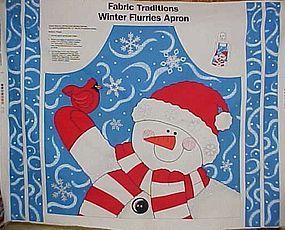 Crafters apron panel Snowman and winter flurries