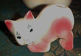 Vintage kitty cat toothbrush holder reddish pink