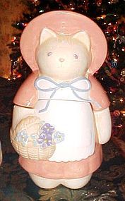 Treasure Craft country Kitty cat cookie jar  w/ flowers