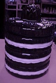 Stack of oreo cookies ceramic cookie jar