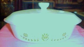 GlasBake green daisy 1 qt oval covered casserole dish