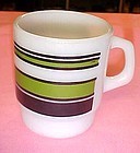 Vintage Fire King green and black stripe stacking mug