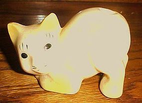 1930's porcelain kitty cat toothbrush holder yellow