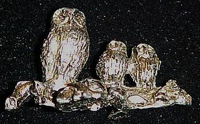 Spoontiques owl family pewter miniature
