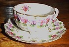 Vintage three feet legs toes hand painted floral  cup saucer set