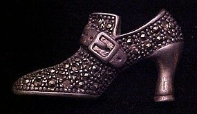 Vintage Sterling silver  marcasite shoe pin