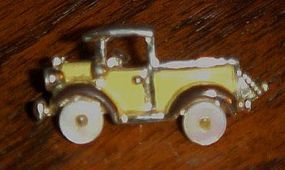 Vintage jalopy truck pin  mother of pearl tires CUTE