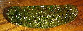 Early Fenton daisy and button green canoe candle holder