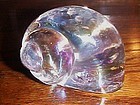 Pretty irridescent glass sea snail shell paperweight