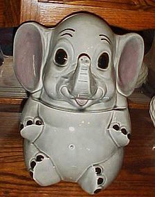Vintage Doranne sitting grey elephant cookie jar  CJ144