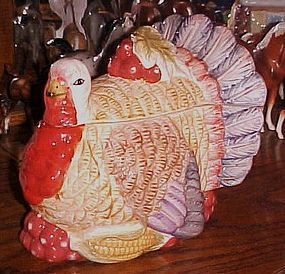 Colorful ceramic Turkey cookie jar