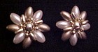 Vintage Pearly flower clip earrings