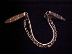 Vintage gold tone double chain sweater guard clip