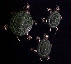 Vintage set of three green turtle scatter pins