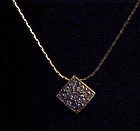 Vintage Napier gold tone necklace with rhinestone slide