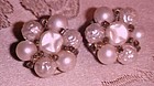 Vintage faux pearls clusters earrings clip backs