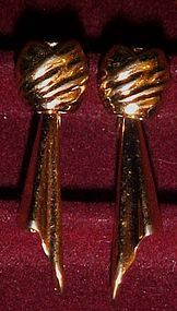 Vintage classic Monet gold tone drop knot earrings