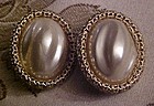 large Vintage baroque pearl style button clip earrings