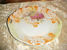 Antique Germany lustre plate with plums and blossoms
