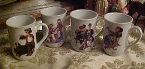 Set of 4 Norman Rockwell mugs cups by PMC