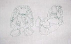 Uncut preprinted sewing craft panel Victorian bunny