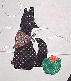 Uncut fabric sewing craft panel Howling coyote n cactus