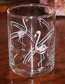 Vintage Panache old fashioned 3 7/8 flamingo's glass