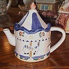 Hand painted ceramic carousel tea pot