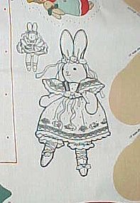 Uncut preprinted sewing  panel Ballerina Bunny doll