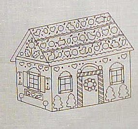 Uncut preprinted sewing craft panel  gingerbread house