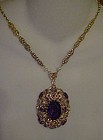 Vintage Victorian style Amethyst pendant Large Lovely