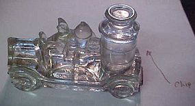Antique  Avor glass fire truck candy container
