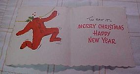 Vintage 1950's Red Flannel underwear Christmas card