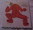 Vintage 1950's Red Flannel underwear Christmas card
