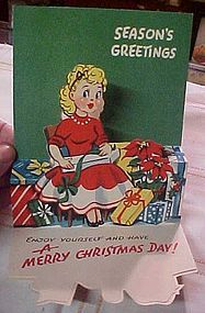 Vintage 50's pop out Christmas card with secretary