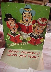 Vintage  50's pop out Christmas New Years card carolers