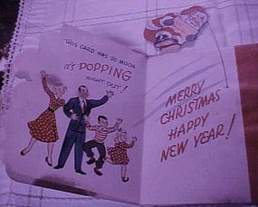 Vintage 50's  Christmas New Years card with Santa Claus