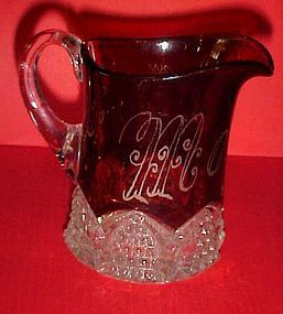 Duncan Miller button  Arches ruby  flashed creamer 1904