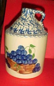 Alpine Pottery wine jug  sponged hand painted grapes