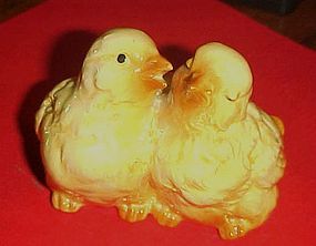 Cute life size ceramic double baby chicks  figurine