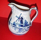 Blue Delft windmill scene creamer pitcher Germany