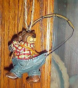 Montana Lifestyles comical fisherman bear ornament