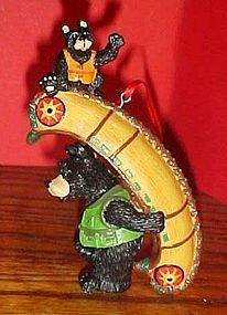 Montana Lifestyles Bears with Indian Canoe ornament