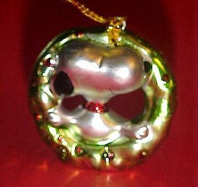 Kurt Adler Snoopy in wreath MINI Christmas ornament