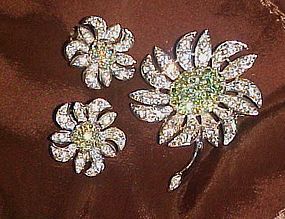 Vintage Sarah Coventry Mountain Flower Pin and earrings