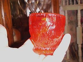 Morgantown crinkle Gypsy Fire 3" juice glass  Seneca