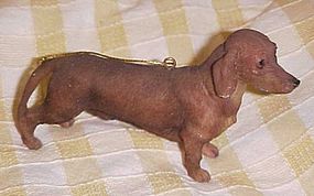 Realistic red & tan dachshund MALE dog ornament