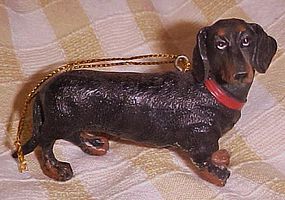 Resin Dachshund  dog figural tree ornament