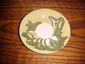 Royal Ironstone Honey Dew saucer green & gold