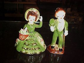 Vintage Japan green southern belle and gentleman